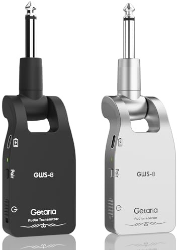 Getaria Aufgerüstet Wireless Gitarrensystem 2.4GHz E Gitarren Sender mit Kabellos Gitarre Transmitter Receiver für Gitarren Sender und Empfänger E Gitarre Bass Sender