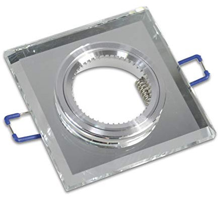 Vetrineinrete® Portafaretto a incasso quadrato in vetro effetto specchio porta faretto per controsoffittatura illuminazione luce foro 60 mm D64