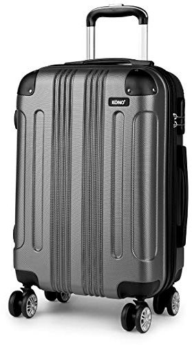 KONO 75cm Koffer XL Groß Hartschale Trolley Rollkoffer Reisekoffer mit 4 Rollen 75x47x29cm (Koffer XL, Grau)