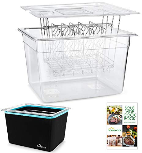 HOMENOTE Container 12 Quart with Lid & Rack and Sleeve - BPA Free Complete Sous Vide Accessories Kit with Cookbook For Anova and Most Sous Vide Cookers
