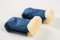 Naturally Sheepskins Handschuhe für den Kinderwagen mit Schaffell-Manschette und Fleece Innenfutter, Kälteschutz, Fäustlinge, Lammwolle,wärmend, Windschutz, Größe universal… (Linear Blue)