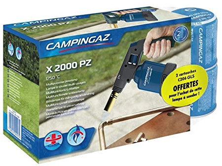 CAMPINGAZ X 2000 PZ - Chalumeau - Bleu (Principal), Or - Métal, Plastique - 1750°C - 1h40 - Tête en bas après préchauffage - Promo