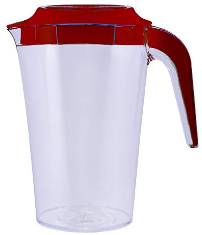 ECO Semi-Transparent Plastic 2 litres Jug, High Durable Unbreakable Plastic, Ideal for Picnics, Camping Trips, and Indoor (Red)
