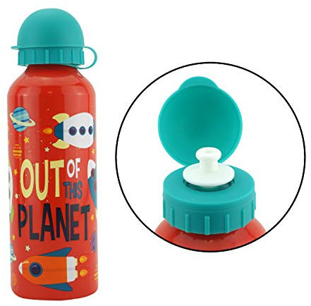 500ml Out of This Planet Red Aluminium Water Bottle for Kids - BPA-Free, Leakproof, & Durable Bottle for School, Sports, Hiking, Camping, Travel & Outdoor Adventures - Ideal for Boys & Girls 3+ Years