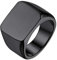 GoldChic Punk Siegelring Herren Männer Edelstahl Quadrat Bandring breit Vintage Rolex Ringe Freundschaftsring Partnerring in Schwarz Ringgröße 56.5（18.1）
