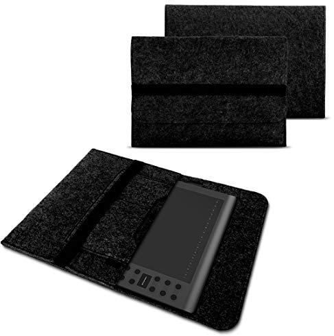 NAUC Sleeve Hülle kompatibel mit GAOMON M106K Zeichentablett Tasche Grafiktablett Cover strapazierfähiger Filz mit Innentaschen und sicherem Verschluss Grau, Farbe:Dunkelgrau