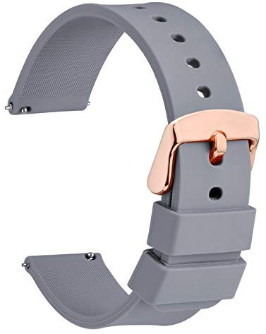 WOCCI 20mm Silikon Uhrenarmband mit Rosegold Schnalle, Schnellverschluss Armband (Grau)