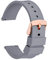 WOCCI 20mm Silikon Uhrenarmband mit Rosegold Schnalle, Schnellverschluss Armband (Grau)