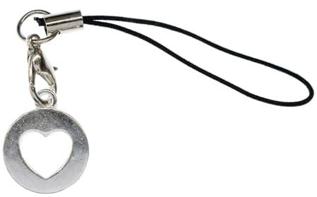 Miniblings Herz Handyanhänger Anhänger Liebe Valentinstag Silber Kreis 15mm - Handmade Modeschmuck I Anhänger Handyschmuck Schlüsselanhänger