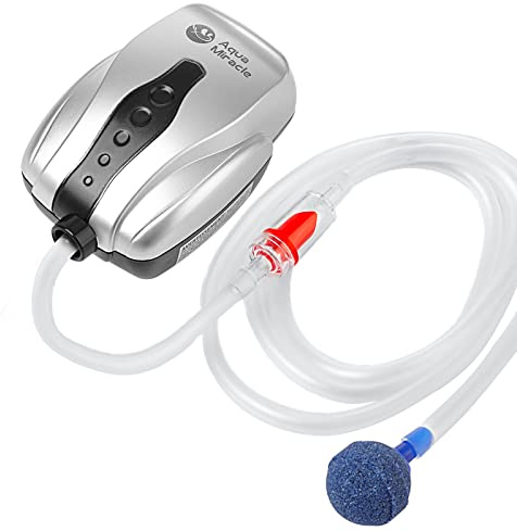 AquaMiracle Aquarium Luftpumpe – AquaMiracle Aquarium Bubbler Aerator, All-in-One Fischtank Luftpumpen-Set, leiser kleiner Aquarium-Bubbler für 1-20 Gallonen Aquarien
