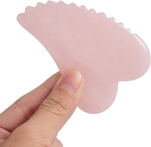 WXHN Gua Sha Strumento per Il Viso Pettine Bordo Guasha Raschiante Massaggio al Quarzo Rosa
