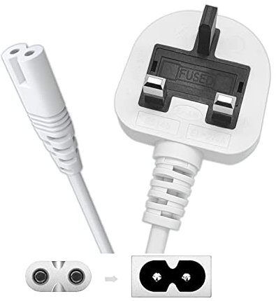 SHAFI® 3-Meter Figure 8 Power Lead - Certified 2-Pin IEC-C7 to 3-Pin Plug UK 3A Fuse 0.75mm² - AC Mains Power Adapter Charger Cord - TV Cable Compatible for Samsung LG Sony PlayStation PS5-3M