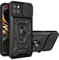 DESSEN Funda para OPPO Realme 8i/Realme Narzo50 4G, Carcasa de Silicona Suave de TPU/PC y Lente Cover, con Magnético Soporte de Anillo Giratorio, Golpes Bumper Case. Negro