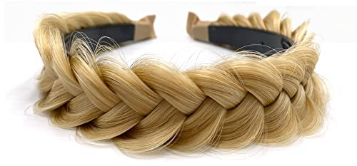 TOECWEGR Hairband Braided Hairpiece Messy Wide 2 Strands Fluffy Braids Wig with Tooth Women Headband Hair Bands