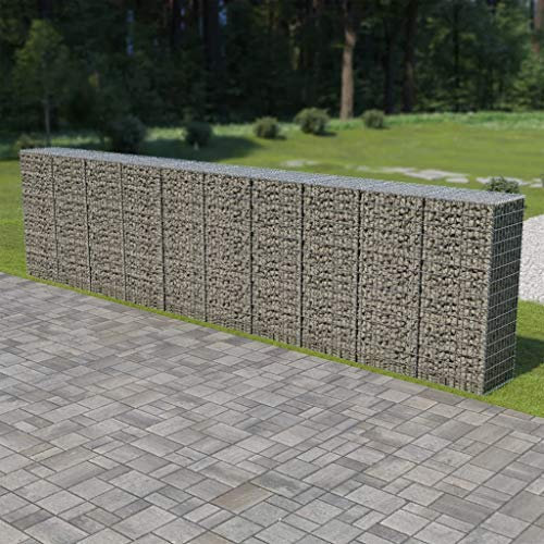 WIFESE Panier de Gabion avec Couvercles Acier Galvanisé 600x50x150 cm Argenté Mur de Soutènement Stabilité Accrue Mur en Gabion Maintenir Contenu Cage de Gabion Facile à Assembler