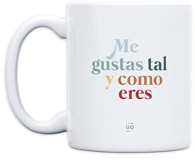UO Taza de Regalo con Mensaje Taza Me Gustas Tal como Eres, Regalo para Amigas, Regalo Original Amigos, Regalo Amigo Invisible Original, 350 ml, Cerámica