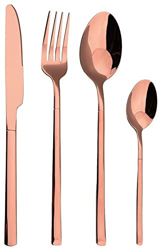32Pcs Set di posate Western Coltello Forchetta Cucchiaio Set da pranzo Set di stoviglie in acciaio inossidabile Set da tavola for cucina Servizio di posate for 8 (Color : Rose Gold)