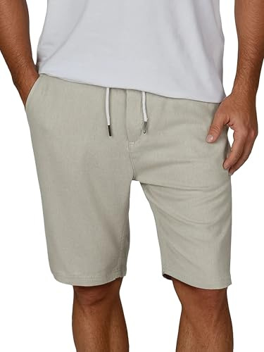 riverso Leinen Shorts Herren Sommer Regular Fit RIVOliver Kurze Hosen Bermuda Knielang Einfarbig, Größe:XL, Farbe:Light Sand