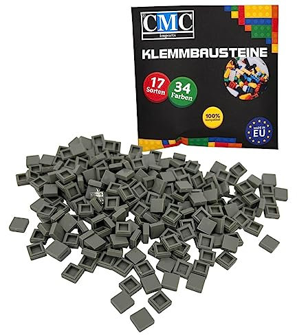 CMC imports 100 x Klemmbausteine Fliesen Tiles Bausteine 1x1 Noppen Kompatibel 34 Farben freie Farbenwahl (280 - Grau)