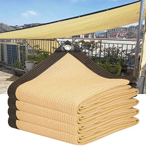 LUCEAE 90% Shade Cloth 2X2.5M 3X3.5M Shading Netting, with Aluminum Grommets, Hdpe Sunblock Shade Net for Garden, Pergola, Plant Green, Chicken Coop/Beige/2 * 4M