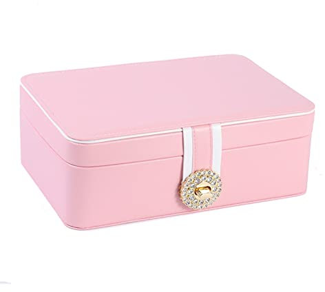 Uhrenbox, kreative große Kapazität, Schmuck, Uhrenbox, Reiseschmuck, Aufbewahrung, Halskette, Ohrring, Ring, Uhr, Aufbewahrungsbox, Uhren-Organizer für Aufbewahrung und Präsentation (Farbe: Rosa)