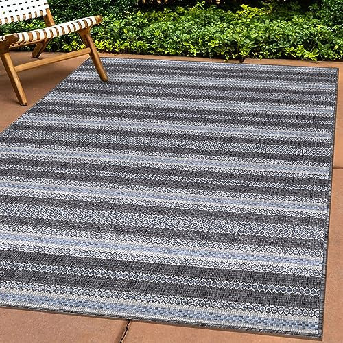 Carpettex Outdoor Teppich Wetterfest 280x370 cm Sisal Optik Schwarz - Ideal für Balkon, Garten, Terrasse, als Küchenteppich - Teppich Waschbar, Flachgewebe, Pflegeleicht, Vintage Design