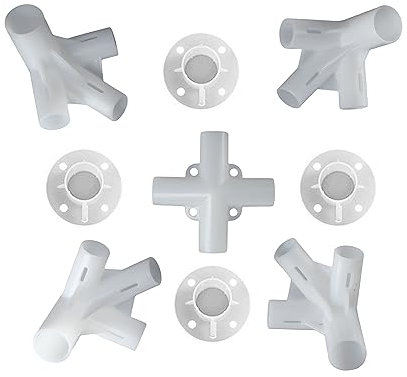 Leadigol 9 x weiße Zelt-Ersatzteile, 3 x 3 m, Pavillon, Markise, Zeltfüße, Eck-Mittelverbinder, für 25/19-mm-Anschlüsse