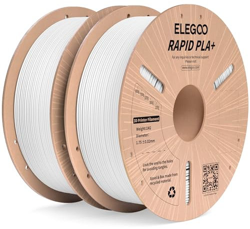 ELEGOO High Speed PLA+ Filament 1.75mm Weiß 2KG, Rapid PLA Plus 3D Drucker Speedy Filament für 0-600 mm/s Hochgeschwindigkeitsdruck, Maßgenauigkeit +/-0,02mm, 2 Stück 1kg Spule (2.2lbs)