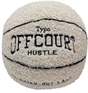 Herfair 3D Offcourt Basketball Kissen 25CM Basketball Pillow Weiches Basketball Plüschball Deko Zimmer Basketball Geschenke Für Jungen Mädchen (weiß)