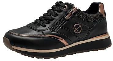 Tamaris Damen Sneaker Wechselfußbett; Black/Copper, EU 37