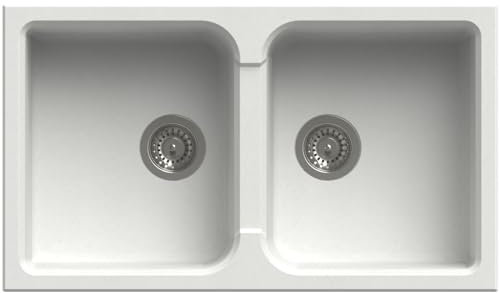 Lavello cucina Romeo bianco 2 vasche 86 x 50 cm Made in Italy