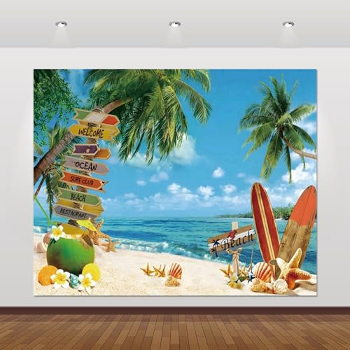 Strand-Party-Banner-Hintergrund, 3 x 2,4 m, Sommer-Hintergrund für Strand-Party-Dekorationen, Hawaii-Aloha-Luau-Strand-Themenparty-Dekorationen, tropisches Meer, Ozean, Hawaii-Hintergrund