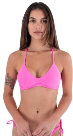 Hurley Top Bikini Regolabile Tinta Unita Parte Superiore, Fucsia, L Donna