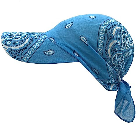 Generic Bandana Cap mit Schleifenbindung Damen - Sonnencap Handmade in Italy - Kopftuch mit Schirm - Visor One Size (54-60 cm) - Sommercap aus Baumwolle - Mütze Frühjahr/Sommer Blau Einheitsgröße