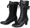 Voviggiw Stivali vittoriani vintage da donna Stivali da nonna al polpaccio con cerniera Costume rinascimentale Scarpe con tacco medio Abito da sposa Stivali con fiocchi Marchio nero Taglia 41