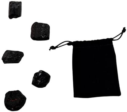 Piedra Turmalina Negra Naturales de 20 a 30mm 5PCS, Turmalina Negra en Bruto Protección Electromagnética, cristal de cuarzo negro natural para la fabricación de joyas (Turmalina, 5)