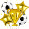 5 Stück Fussball Luftballon, Trophäe Folienballon mit 18 Fußball Ballon, Fussball Deko Geburtstag Kinder, Soccer Champion Ballons Deko für Junge Kinder Geburtstag Weltmeisterschaft Spieltag Party