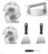 Juego de 7 piezas de acero inoxidable para aplastar hamburguesas, accesorios para barbacoa incl. prensa para hamburguesas, 4 campanas para hamburguesas, 2 espátulas, ideal para aplastar hamburguesasa