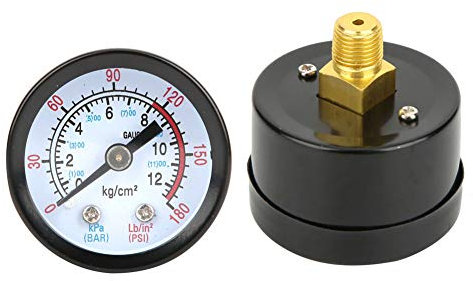 Air Compressor Pressure Gauge, Glycerin Filled Pressure Gauge, Instrument Pressure Measuring Meter, for Water Oil Pressure Test in Pipe Pool Pump Sand Filter Air Compressor