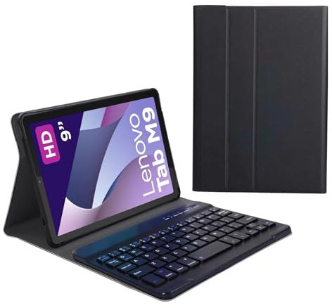 Custodia con Tastiera per Lenovo Tab M9 2023 Versione 9.0 (TB-310FU/TB-310XU), Tastiera Bluetooth Wireless Staccabile Magneticamente (Tab M9 2023 9),Nero