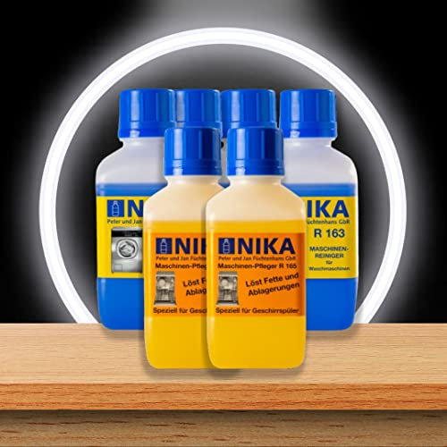NIKA Cleaner Sparset für 12 Monate - 4x NIKA R163 + 2x NIKA R165 - Profi Maschinenreiniger und Maschinenpfleger - für Waschmaschine und Spülmaschine - Privat und Gewerbe - je 500ml