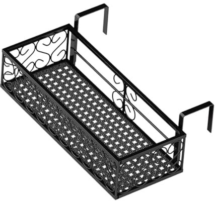 Ronyme Hanging Railing Planter Shelf Basket Balcony Flower Pot Stand Window Box Railing Planter Holder Garden Decoration, 50cm