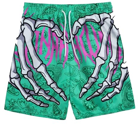 Generisch Pantaloncini corti da uomo regular con stampa, costume da bagno da uomo boardshorts estivi da spiaggia con stampa di impronte di mani per uomini, pantaloncini sportivi corti da uomo per