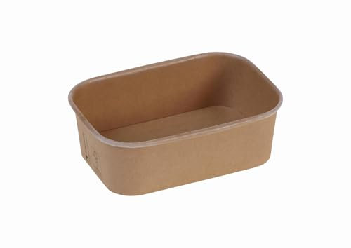 DeinPack 50 Salatschalen to go braun eckig 750 ml 17,3 x 12 x 5,7 cm I Recycelbare Feinkostbecher | Schalen Kraftkarton | Lunchbox | Take away Box
