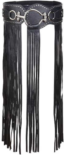 GORGECRAFT PU Ledergürtel Mit Quaste Schwarz Vintage Punk Breit Lang Fransen Modisch Elastisch Verstellbar Für Damen Jeans Rock Boho Bund Taillengürtel Für Halloween Party Tanz Cosplay Kostüm Kleid