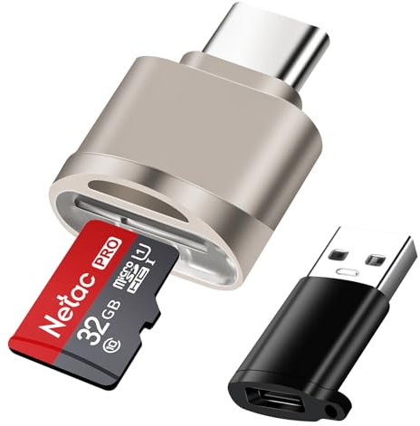 AXFEE Micro SD Kartenleser, USB C auf SD Kartenleser, mit USB C auf USB3.0 Adapter, Typ C TF Speicherkartenleser, USB OTG auf Micro SD SDXC SDHC, für Laptop, MacBook, C-Typ Smartphones, Tablets(Gold)