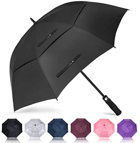 ZOMAKE Groß Golf Regenschirm 68 Inch,XXL Golfschirm Sturmfest Groß Automatik öffnen,Schirm Extra Groß Für 2-4 Personen Doppelt überdachung Belüftet,Golfschirme Für Damen Herren(Schwarz)