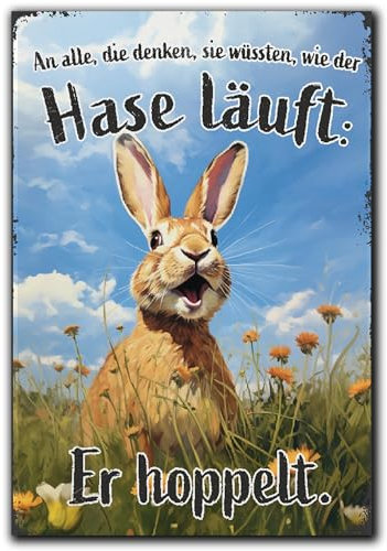 LANOLU Kühlschrankmagnete lustig- Der Hase hoppelt- lustige Magnete mit Sprüchen und witzigen Motiven 8x5,5cm