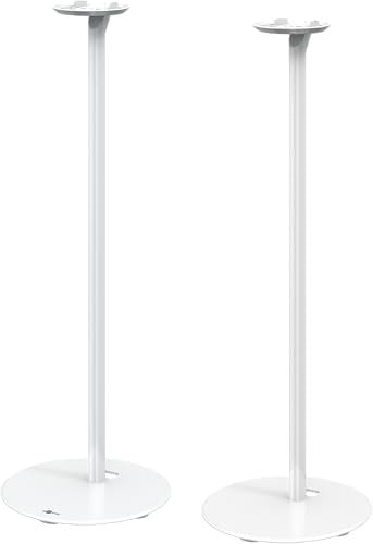 goobay Lautsprecherständer für Sonos Era 100 / Lautsprecherhalterung 3k Tragkraft/Boxenständer mit Kabelmanagement / 71cm hoch/weiß / 71983