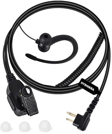 HYSHIKRA G Shape Security Earpiece with PTT, Lightweight Radio Headset Compatible with Motorola GP300 DP1400 CP040 CLS1410 Walkie Talkie (BLACK, 1 PACK)